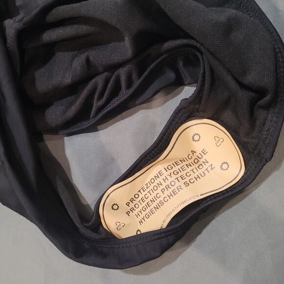 Black Ruffle 1 PC Tummy Control Swimsuit, Black, w/ Sheer Zebra Cover-Up, Small - Picture 6 of 10